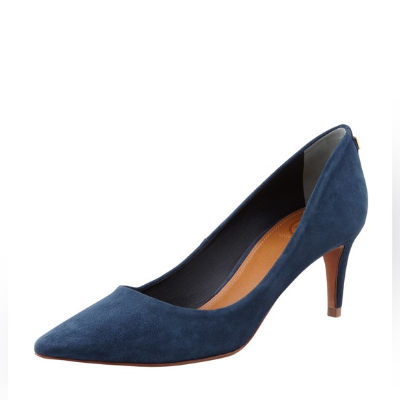 Tory Burch Ivy Low-Heel Suede Pump Navy - Picture 1 of 16